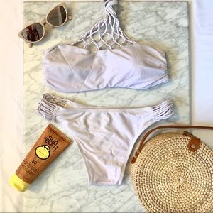 Halter Strap White Two Piece Bikini